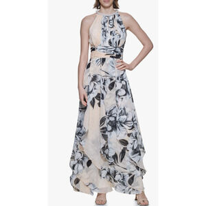Calvin Klein Women's Halter Neck Gown with Draped Front & Beading 2 NEW MSRP$259